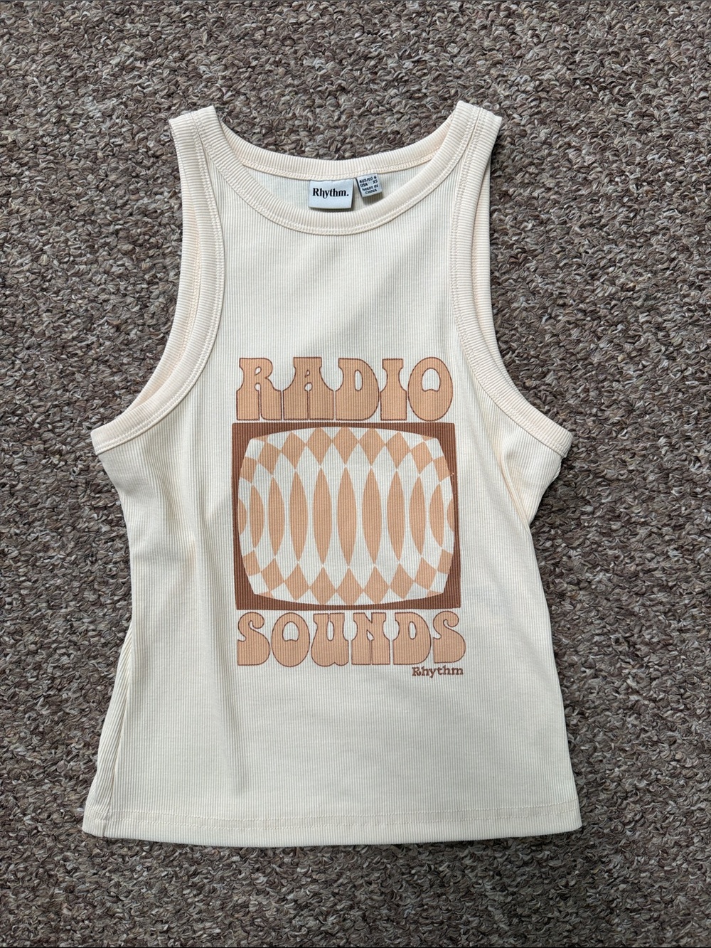 Rhythm Cream Tank with Retro Tan Graphic